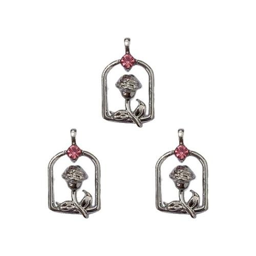 Подвесска в форме цветка из цинкового сплава , цинковый сплав, Другое покрытие, DIY & со стразами, Много цветов для выбора, 14x23mm, 100ПК/сумка, продается сумка