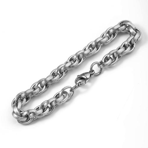 304 Stainless Steel Bracelet, polished, fashion jewelry & for man, original color, 210x8mm, Sold By PC