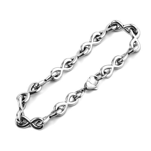 304 Stainless Steel Bracelet, Number 8, polished, fashion jewelry & for man, original color, 220x8mm, Sold By PC