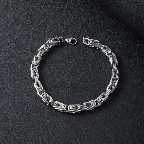 304 Stainless Steel Bracelet, polished, fashion jewelry & Unisex, original color, Length:Approx 8.3 Inch, Sold By PC