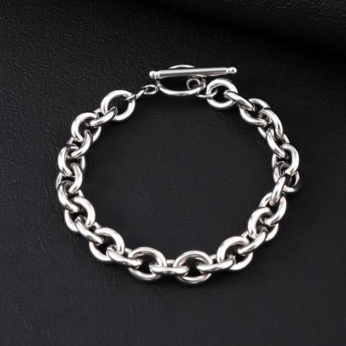 304 Stainless Steel Bracelet, polished, fashion jewelry & Unisex, original color, 200x9mm, Sold By PC