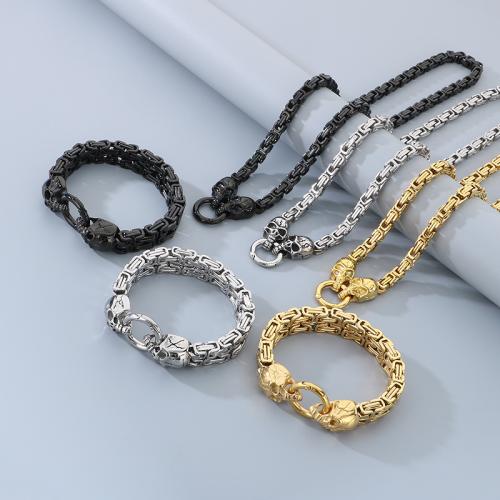 Fashion Stainless Steel Jewelry Sets, bracelet & necklace, 304 Stainless Steel, gold color plated, fashion jewelry, more colors for choice, Sold By Set