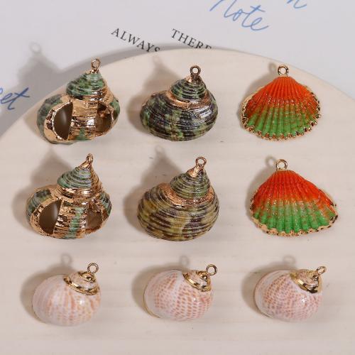 Muschel Anhänger, goldfarben plattiert, DIY, keine, 28x30mm, verkauft von PC