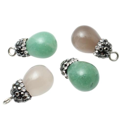 Edelstein Anhänger Schmuck, Naturstein, mit 304 Edelstahl, DIY & mit Strass, keine, 10x18mm, verkauft von PC