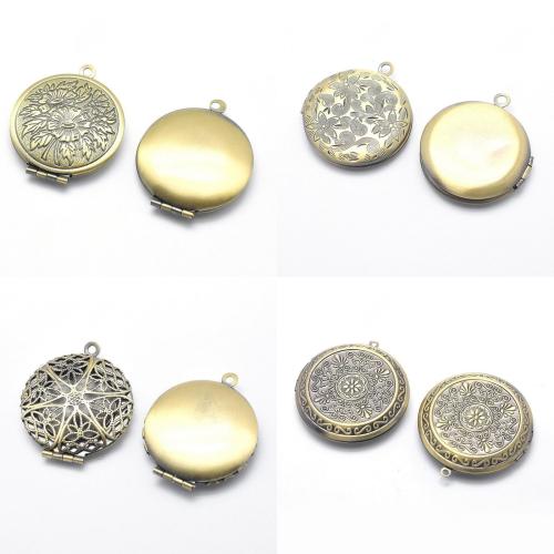 Цинка сплав медальон подвески, Латунь, Круглая, Другое покрытие, DIY, Много цветов для выбора, не содержит никель, свинец, 20ПК/сумка, продается сумка