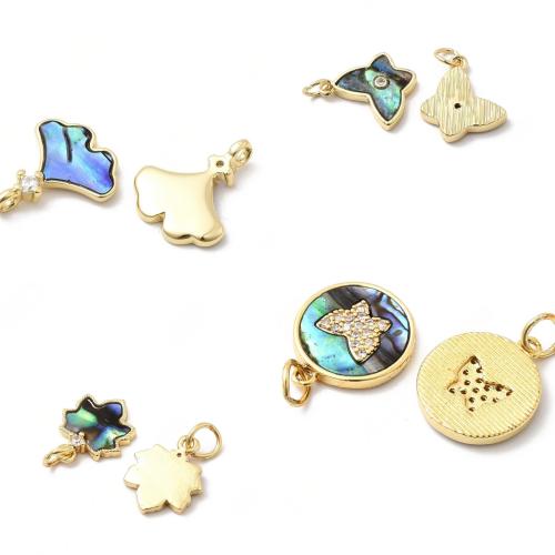 Natürliche Seeohr Muschel Anhänger, Messing, mit Seeohr Muschel, plattiert, DIY & Micro pave Zirkonia, keine, 20PCs/Tasche, verkauft von Tasche