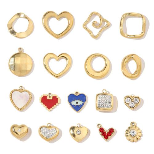 Edelstahl Schmuck Anhänger, 304 Edelstahl, goldfarben plattiert, DIY & verschiedene Stile für Wahl & Emaille & mit Strass, verkauft von PC