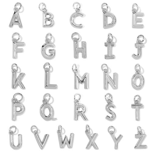 Messing Schmuck Anhänger, Alphabet-Buchstabe, plattiert, DIY & verschiedene Stile für Wahl, 8x15mm, 10PCs/Menge, verkauft von Menge