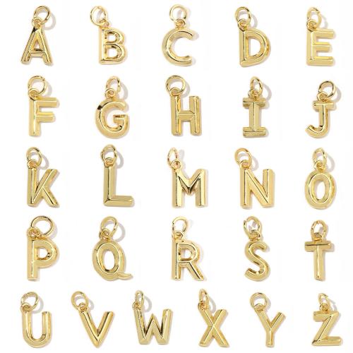 Messing Schmuck Anhänger, Alphabet-Buchstabe, goldfarben plattiert, DIY & verschiedene Stile für Wahl, 8x15mm, 10PCs/Menge, verkauft von Menge