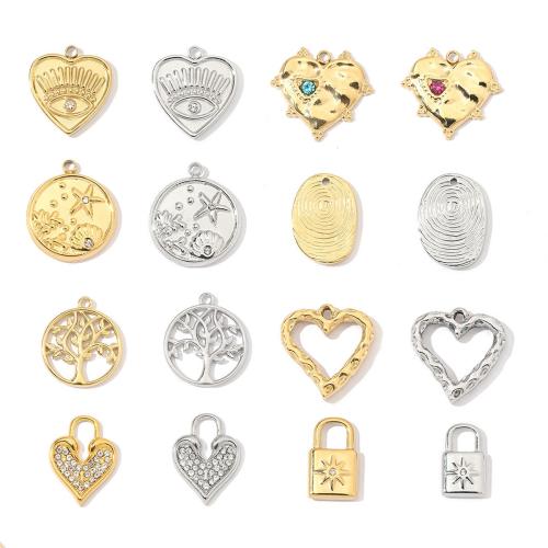 Edelstahl -Herz-Anhänger, 304 Edelstahl, plattiert, DIY & verschiedene Stile für Wahl & mit Strass, verkauft von PC