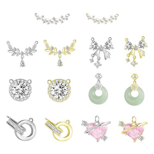 Befestigter Zirkonia Messing Anhänger, mit ABS-Kunststoff-Perlen & Lampwork, plattiert, DIY & verschiedene Stile für Wahl & Micro pave Zirkonia, verkauft von PC