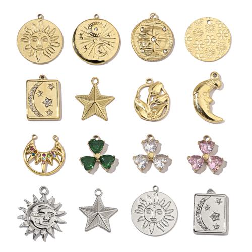 Edelstahl Schmuck Anhänger, 304 Edelstahl, plattiert, DIY & verschiedene Stile für Wahl & mit Strass, verkauft von PC