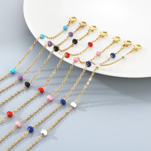 Anklet de acero inoxidable, acero inoxidable 304, chapado en color dorado, Joyería & esmalte, más colores para la opción, Vendido por UD