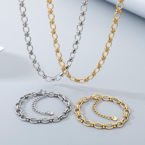 Fashion Stainless Steel Jewelry Sets, bracelet & necklace, 304 Stainless Steel, gold color plated, fashion jewelry, more colors for choice, Sold By PC