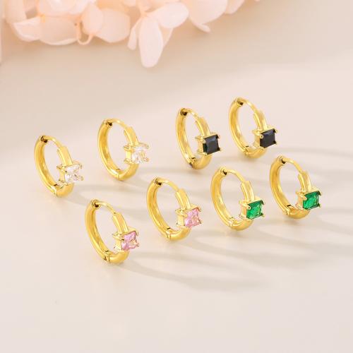 Huggie Ohrreifen, 304 Edelstahl, mit Glas, goldfarben plattiert, Modeschmuck, keine, verkauft von Paar