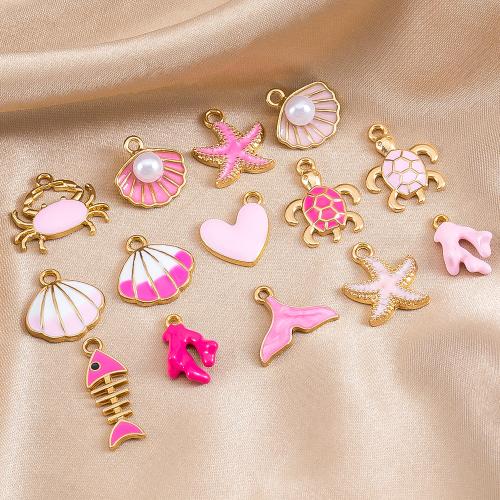 Zink-Legierung-Emaille-Anhänger, Zinklegierung, mit Kunststoff Perlen, plattiert, DIY, keine, 100PCs/Tasche, verkauft von Tasche