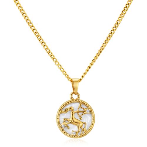 Stainless Steel Jewelry Necklace, 304 Stainless Steel, 12 Signs of the Zodiac, plated, fashion jewelry & with rhinestone, more colors for choice, Sold By PC