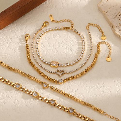 Pulsera de Acero Inoxidable, acero inoxidable 304, chapado, Joyería & micro arcilla de zirconia cúbica & con diamantes de imitación, más colores para la opción, Vendido por UD