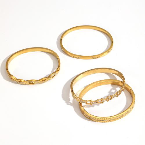 Edelstahl Armreif, 304 Edelstahl, plattiert, Modeschmuck & mit Strass, keine, verkauft von PC