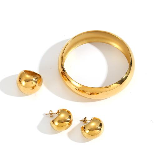 Edelstahl Schmucksets, Stud Ohrring & Fingerring & Armband, 304 Edelstahl, plattiert, Modeschmuck, keine, verkauft von PC