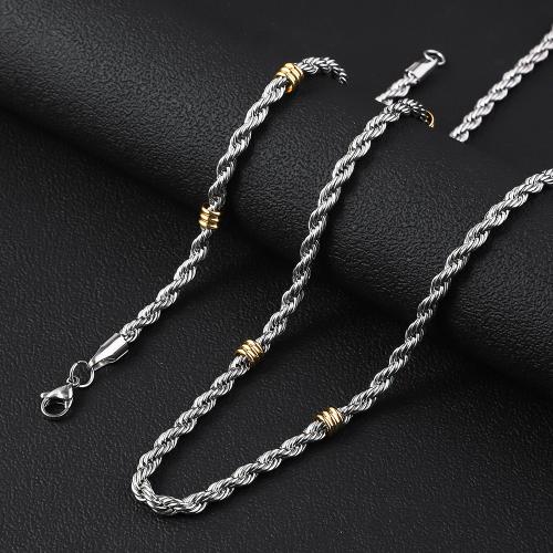 304 Edelstahl Armband und Halskette, poliert, Modeschmuck & unisex & verschiedene Stile für Wahl, originale Farbe, verkauft von PC