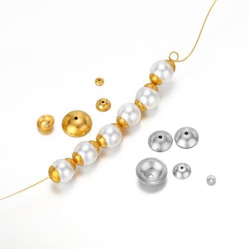 Edelstahl Perle Kappe, 304 Edelstahl, goldfarben plattiert, DIY, keine, 3-10mm, 100PCs/Tasche, verkauft von Tasche