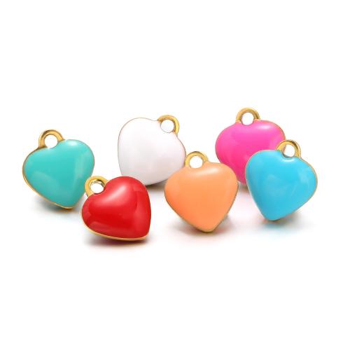 Edelstahl -Herz-Anhänger, 304 Edelstahl, goldfarben plattiert, DIY & Emaille, keine, 20PCs/Tasche, verkauft von Tasche