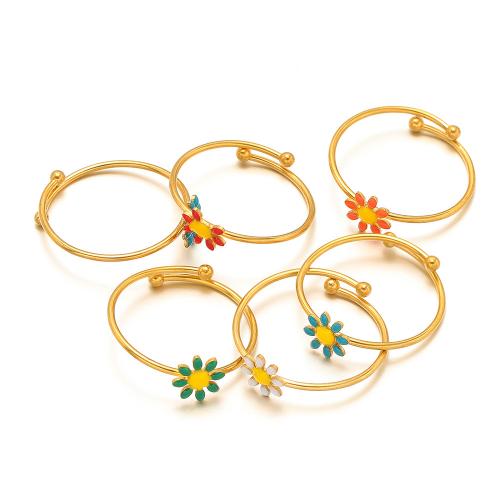 Émail Acier inoxydable Bague, Acier inoxydable 304, Placage de couleur d'or, bijoux de mode & émail, plus de couleurs à choisir, 5PC/sac, Vendu par sac