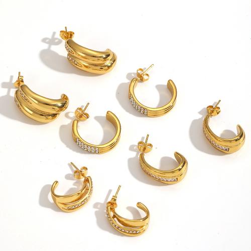 Edelstahl Ohrringe, 304 Edelstahl, plattiert, Modeschmuck & mit Strass, keine, verkauft von Paar