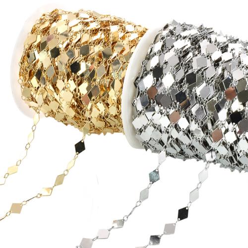 Messing dekorative Kette, Rhombus, plattiert, DIY, keine, 9x6mm, verkauft von m