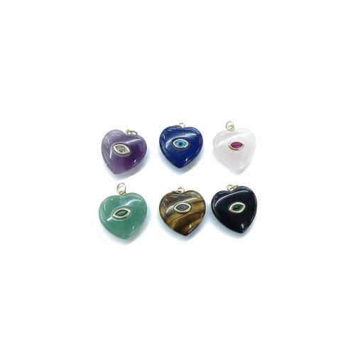 Edelstein Anhänger Schmuck, mit Messing, Herz, plattiert, DIY, keine, frei von Nickel, Blei & Kadmium, 20mm, verkauft von PC