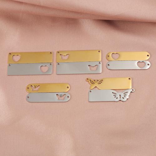 Edelstahl Etikette, 304 Edelstahl, goldfarben plattiert, DIY & Doppelloch & hohl, keine, verkauft von PC