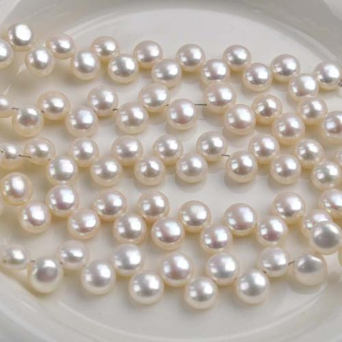 Пресноводные свободные жемчуг, Пресноводные жемчуги, Слегка круглый, DIY, белый, 8-9mm, Продан через 17 см Strand