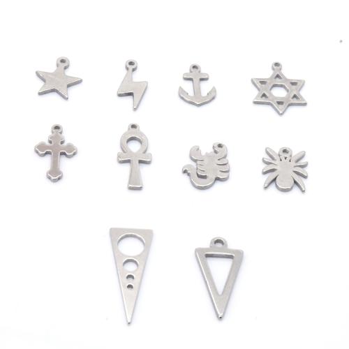 Edelstahl Schmuck Anhänger, 304 Edelstahl, goldfarben plattiert, DIY, Silberfarbe, 100PCs/Tasche, verkauft von Tasche