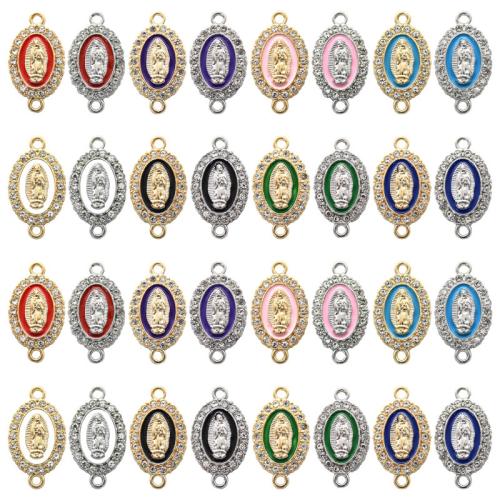 Zinklegierung Schmuckverbinder, Jungfrau Maria, plattiert, DIY & Emaille & mit Strass, keine, 24x13mm, verkauft von PC