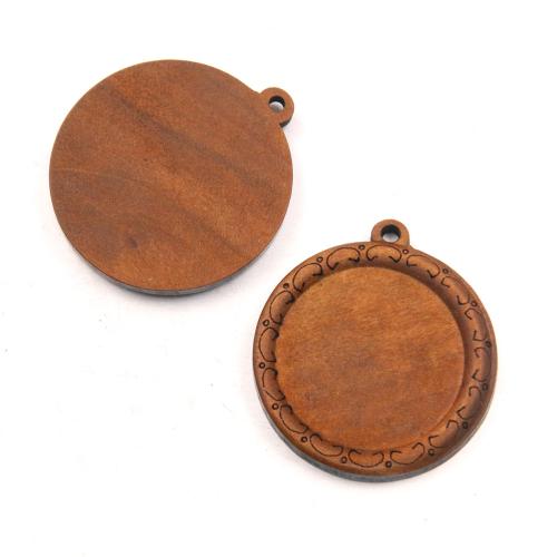 Holz Anhänger Cabochon Einstellung, flache Runde, DIY & verschiedene Stile für Wahl, 30mm, verkauft von PC