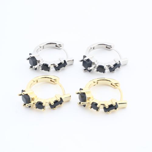 Messing Huggie Hoop Ohrringe, mit Glas, plattiert, Modeschmuck, keine, verkauft von Paar