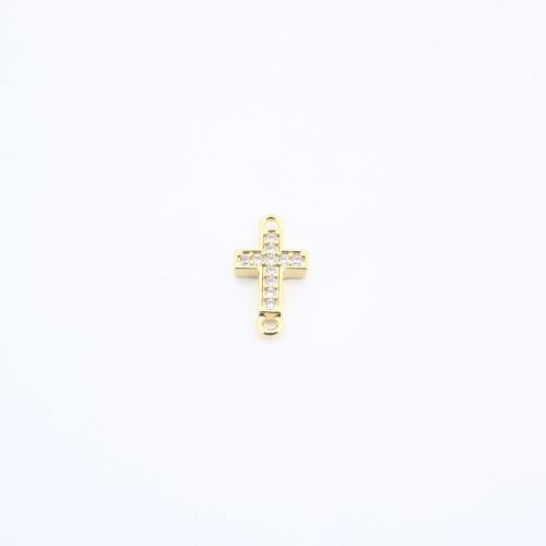 Cubic Zirconia Micro Pave Brass Pendant, plated, DIY & micro pave cubic zirconia, golden, nickel, lead & cadmium free, 15x8x2mm, Sold By PC