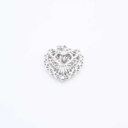 Brass Pendant Findings, Heart, plated, DIY, silver color, nickel, lead & cadmium free, 22x20x4mm, Sold By PC