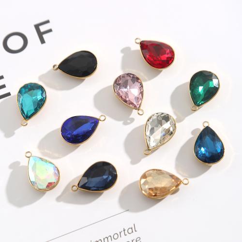 KRISTALLanhänger, 304 Edelstahl, mit Kristall, Tropfen, plattiert, DIY, keine, 10PCs/Tasche, verkauft von Tasche