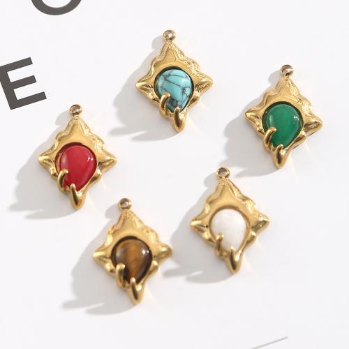 Edelstein Anhänger Schmuck, 304 Edelstahl, mit Naturstein, plattiert, DIY, keine, 10PCs/Tasche, verkauft von Tasche