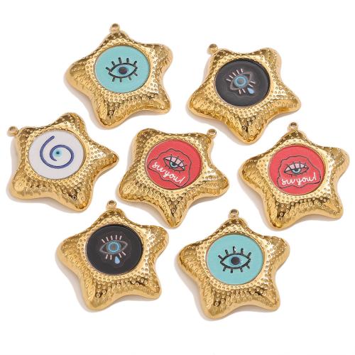 Bijoux pendentifs en acier inoxydable , Acier inoxydable 304, étoile, Placage, DIY & émail, plus de couleurs à choisir, 10PC/sac, Vendu par sac