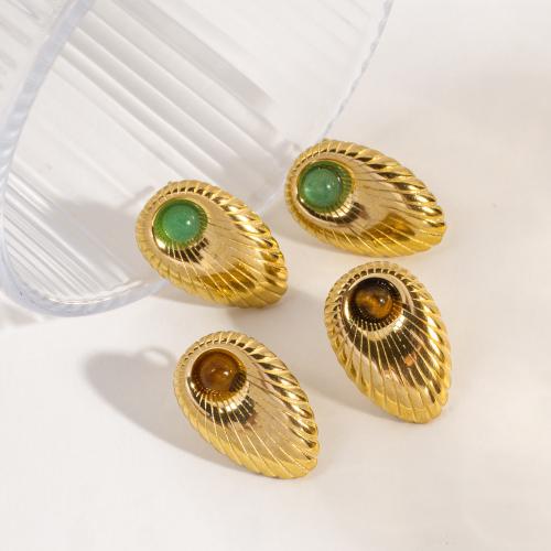 Серьги из камня, Нержавеющая сталь 304, с Angelite, Другое покрытие, ювелирные изделия моды, Много цветов для выбора, продается Пара