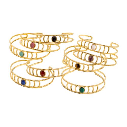 Edelstein Armbänder, 304 Edelstahl, mit Naturstein, plattiert, Modeschmuck, keine, verkauft von PC