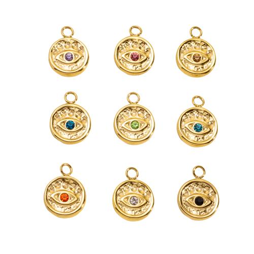 Colgantes de Acero Inoxidable, acero inoxidable 304, Esférico, chapado, Bricolaje & con diamantes de imitación, más colores para la opción, 10PCs/Bolsa, Vendido por Bolsa