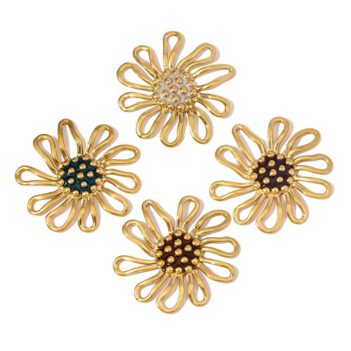 Нержавеющая сталь Подвеска Цветок, Нержавеющая сталь 304, маргаритка, Другое покрытие, DIY & эмаль, Много цветов для выбора, 3ПК/сумка, продается сумка