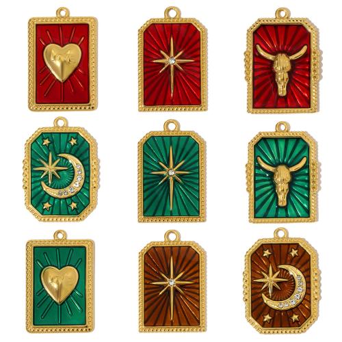 Stainless Steel Pendants, 304 Stainless Steel, plated, DIY & with rhinestone, more colors for choice, 3PCs/Bag, Sold By Bag