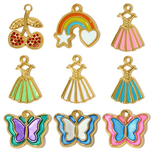 Stainless Steel Pendants, 304 Stainless Steel, plated, DIY & enamel & with rhinestone, more colors for choice, 3PCs/Bag, Sold By Bag