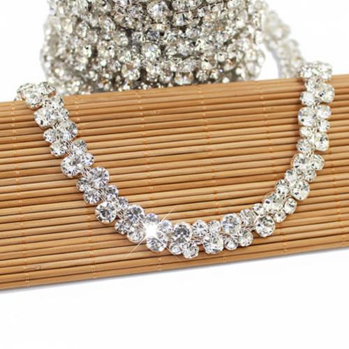 Laiton strass griffe chaîne, Placage, DIY & avec strass, plus de couleurs à choisir, protéger l'environnement, sans nickel, plomb et cadmium, 13mm, Longueur:91.3 cm, Vendu par sac