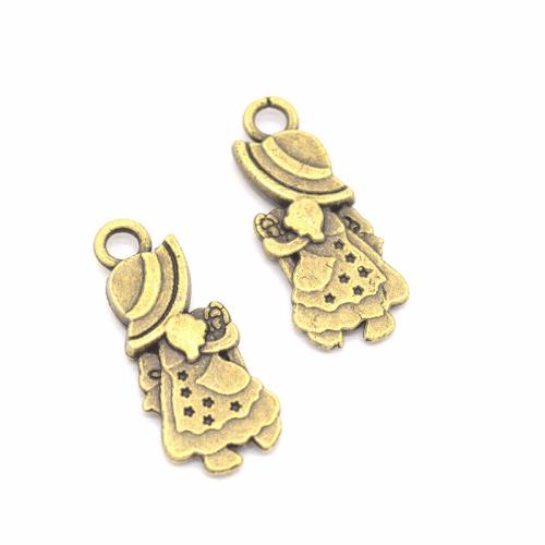 Pendentifs en forme de personnage en alliage de Zinc, fille, Placage, DIY, plus de couleurs à choisir, 30x10mm, Vendu par PC